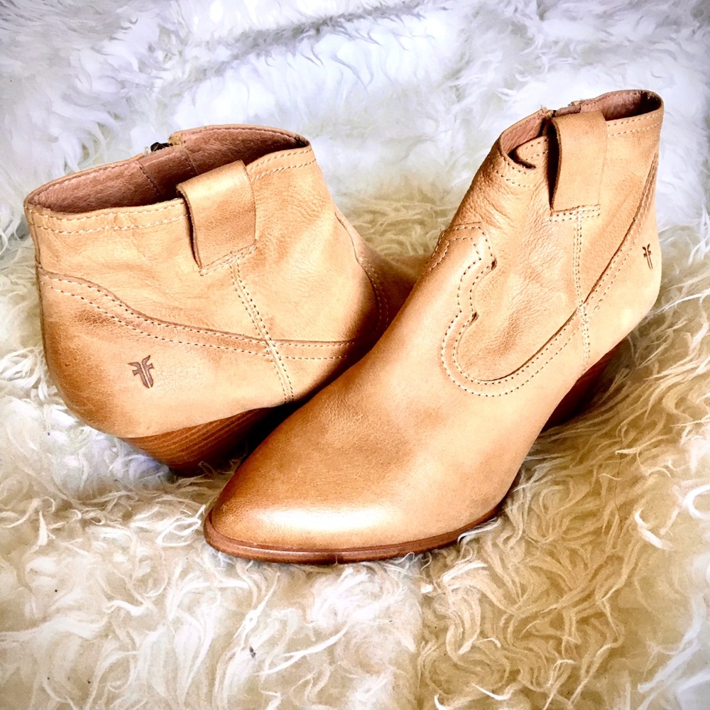 FRYE, taupe shoes.